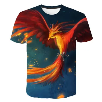 2020 Letné T-shirt Mužov tričko Tlač Ležérne Módne Oblečenie Tričká Bežné Krátky Rukáv Phoenix Šitie Vzoru Top Tees Nové