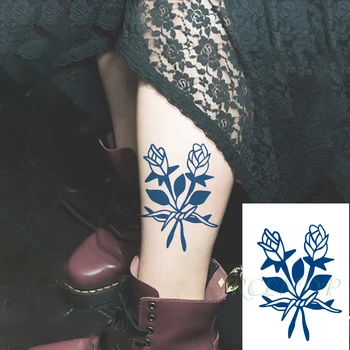 Nepremokavé Dočasné Šťavy Atrament Nálepky Dve Ruže, Kvety Zviazaný Lúk Ovocie Gél Dlhotrvajúci Malej Veľkosti Art Tetovanie pre Mužov, Ženy