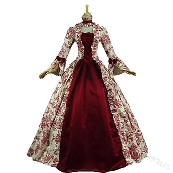 Stredoveké Viktoriánskej Palác Princezná Šaty Žien Kostým Vintage Dlhý Rukáv čipky Golier Lolita Šaty Cosplay Loli Cos
