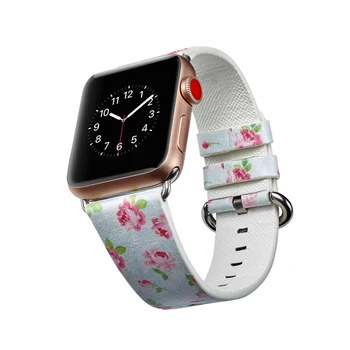 Príslušenstvo hodinky Watchband Pre Apple Hodinky Kapela 42mm 38 mm 40 mm 44 mm Série 4 3 2 5 Remienok Koža Kvet Kvetinový Vytlačené Náramok