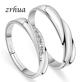 ZRHUA Klasické Pár Prstene Pre Ženy & Muži Móda Jednoduché Šperky Večnosť Lásky Dar Lesklé Striebro 925 Anillos Zapojenie Anel
