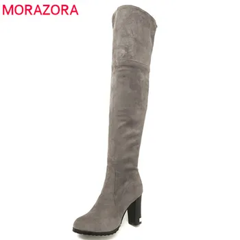 MORAZORA 2020 nový príchod stehna vysoká nad kolená, topánky ženy kolo prst stádo jeseň zimné topánky, vysoké podpätky, topánky žena
