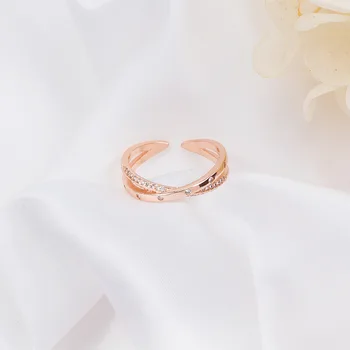 Malé čistý a svieži temperament rose gold ring módne dvojité otvorené nastaviteľný krúžok