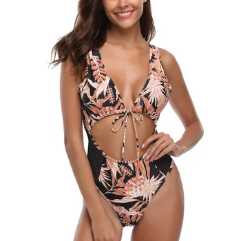 Plavky 2019 Ženy Backless Tlač Obväz Jedného Kusu Push-Up Plavky, plážové oblečenie plávanie oblek pre ženy trikini monokines badpak