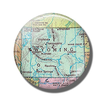 Wyoming Štátu Mapu 30 MM Chladnička Magnet Yellowstone National Park Sklenenou Kupolou Magnetické Chladnička Nálepky Poznámka Držiteľ Domova