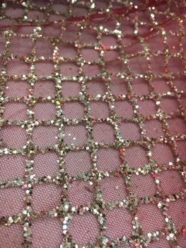 Vysoká kvalita H-70705 Nigérijský Čipky Textílie s lesk textílie Svadobné Afriky Čipky Textílie s lesk v červeného oka gold glitter