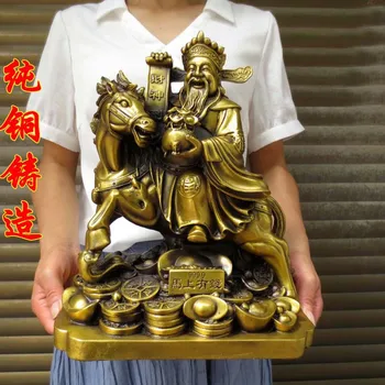 2021 DOMOV SHOP Podniku na vzostupe Peniaze Kreslenie prinášať šťastie, peniaze Boh bohatstva MA SHANG FA CAI mosadzná socha KOŇA
