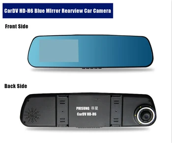 Ruský 4.3 palcový 1080P Duálny Objektív Auta DVR Dve Kamery Modré Zrkadlo Full HD H. 264 140 Uhol Pohľadu Oddelené Zadné kamera Gsensor H236