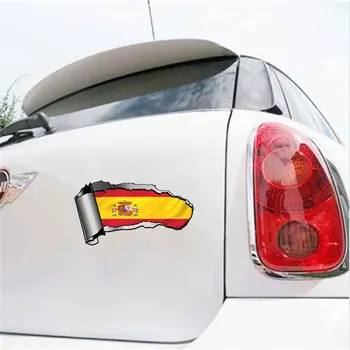 Roztrhané Dizajn so španielskou Vlajkou Motocykel Vinyl Auto Zábal Samolepky a Otlačkom Zábavné Auto Produktov Príslušenstvo 3D Dekorácie-Nálepky