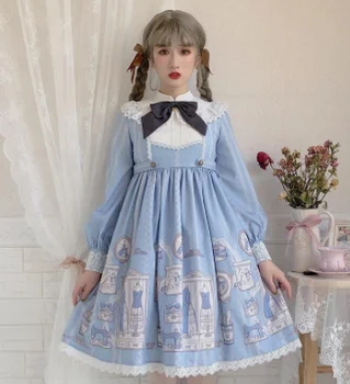 Kawaii dievča op loli cos Palác vintage sladké lolita princezná lolita šaty čipky bowknot stojan tlač vysoký pás viktoriánskej šaty