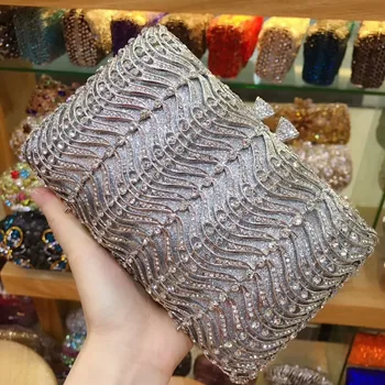 Women red/silver/purple/gold/black luxury evening bags Sparkly party Crystal Clutch bags Ladies dinner bag Clutches purse wallet