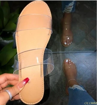 Európa a Amerika Sexy novú EVA jednoduché dámske sandále PVC ploché dno žena papuče 37-41 veľkosť