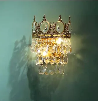 Krištáľové Lustre Pozastavenie Svietidlo Nordique Retro Medi Crystal Koruny Prívesok lampa Spálňa lampy, Nočné Jedáleň Svetlá