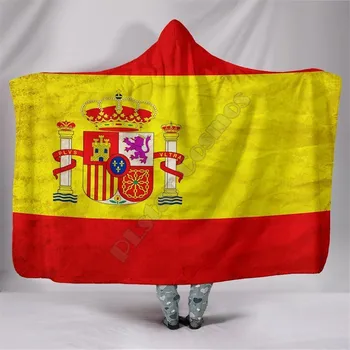 Španielske Vlajky Priedušná s Kapucňou Deka 3D Vytlačené Nositeľné Deka Dospelých, deti Prikrývka, deka hodiť deka