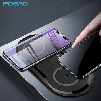FDGAO 20W Dual Sídlo QI Bezdrôtovú Nabíjačku Rýchle Nabíjanie Pad 2 v 1 Nabíjačka pre iPhone 12 11 Pro X XS MAX XR 8 Pre Samsung S10 S20