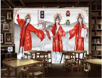 3d foto tapety na stenu vlastné nástenné Čínsky ručne maľované peking opera huadan krásy obývacia izba tapety na steny 3 d
