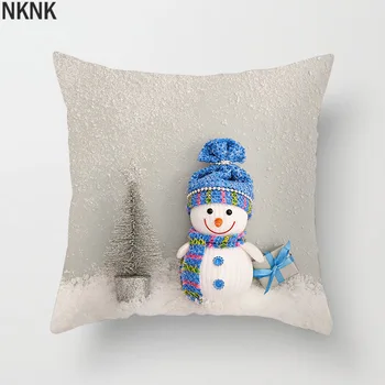 Sigle-obojstranná Tlač Polyester Nordic Dekoratívne Vankúše Hádzať Prípade Vianočné Snehuliak Štvorcový Vankúš Sofa Bed Domova