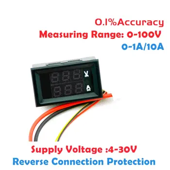 100V 10A Voltmeter Ammeter Modrá Červená LED Amp Duálne Digitálne Volt na Meter Rozchod digitálny voltmeter ammeter voltimetro amperimetro