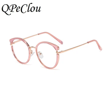 QPeClou Nové Trendy Vintage Kovový Rám, Transparentné Sklá Ženy Módy Sexy Mačka Očí Okuliare Žena Optické Okuliare Rám
