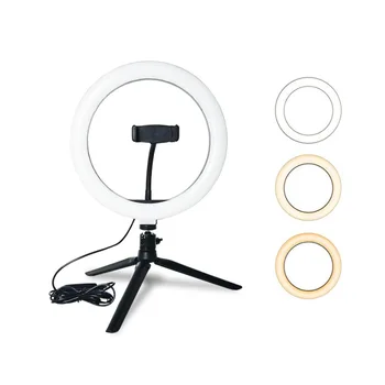 10 inch 26 cm USB Rozhranie Stmievateľné LED Selfie Krúžok Svetlo Kamery Telefónu Fotografie, Video make-up Lampa S Statív Telefón Klip