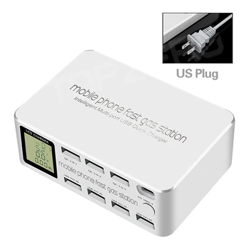 USB Smartphony Rýchlu Nabíjačku 8 Portov QC3.0 PD3.0 Multi USB Nabíjacej Stanice, LCD Digitálny Displej Rýchle Nabíjačka pre iPhone