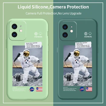 Mäkké Spev Astronaut Pre iPhone 12 Pro Max 11 X XS XR XSMAX SE2020 8 8Plus 7 7Plus 6 6S Plus 5 5S Kvapaliny Silikónové puzdro