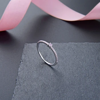 Ušľachtilý Čistý 925 Sterling Silver Ring Šperky Výročie Krúžok Riadok Cubic Zirconia Prstene Pre Ženy, Dievča Strany Úradu Zdobiť