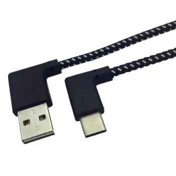 90° Uhol USB2.0 (Typ-A) Mužov a USB3.1 (Typ-C)Muž 90° Uhol Dátový USB Sync & Charge Konektor Kábla 2m；