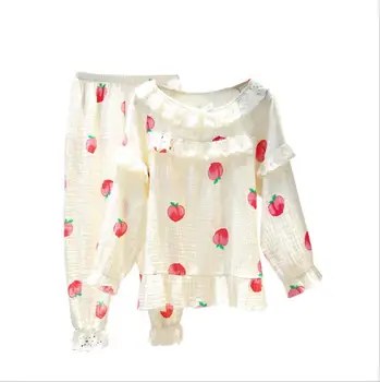 Deti tlač princess pyžamo jar jeseň nové čipky patchwork dlhý rukáv topy + nohavice 2 ks súpravy, baby, dievčatá, domáce oblečenie