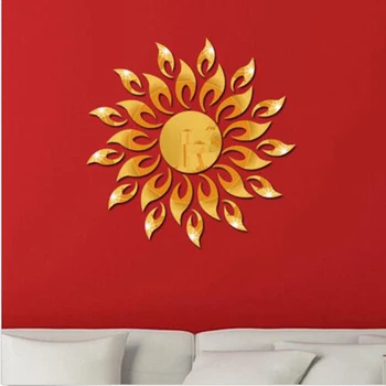 3D Zrkadlo Sun Flower Art Odnímateľné Steny Nálepky Akryl nástenná maľba Odtlačkový Domov Izba Dekor Hot Domáce Dekorácie