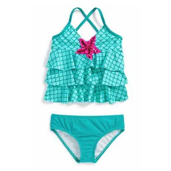 Letné Baby Dievčatá Merimaid Plavky zelená farba Bikini Set Plavecké plavky Plavky