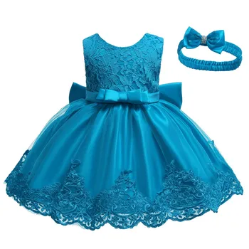 Baby Dievčatá Čipky Bowknot princezná Svadobné Formálne tutu Šaty+hlavový most Set Oblečenia 2020 Lete Nové Šaty Roztomilý Dievča Oblečenie #GM