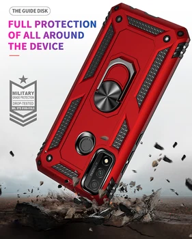 Telefón puzdro Na Huawei Honor 10 Lite 8S 8A 20 9X Hrať 4t-taktné P Smart Z Pro Armor Shockproof Prst Prsteň Držiteľ Anti-Jeseň Stojan, Kryt