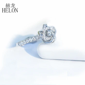 HELON Pevné 18K Biele Zlato 0.38 CT Certifikované H/SI Okrúhly rez Prírodné Diamanty Svadobné Kapela Ženy Trendy Jemné Diamantové Šperky Krúžok
