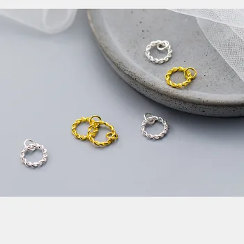 925 Sterling Silver Ručne Spletených Kruhu Charms Kolo Ženy Ornament Visieť Prívesky DIY Šperky Čo Náušnice Materiál