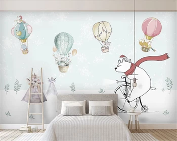 Beibehang tapety Nordic minimalistický ručne maľované klasické karikatúry lietadlo, balón detskej izby pozadia, tapeta na stenu