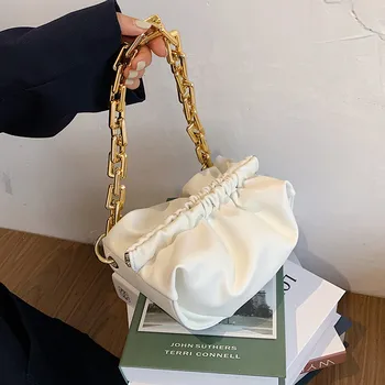 TOYOOSKY Skladaný Tote Bag 2020 Nové, Mäkké Kožené dámske Dizajnér Kabelka Hrubé Reťaze Ramenný Messenger Bag v Podpazuší Taška