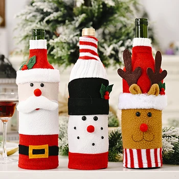 2021 Nový Rok, Santa Claus Snehuliak Fľaša Vína Protiprachový Kryt Vianočný Darček Tabuľka Decro