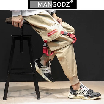 Pevné Mužov Cargo Nohavice 3D Vrecká Nohavice pre Pánske Hip Hop Streetwear Voľné Zviazať Nohy Hárem Nohavice Nadrozmerná Bežné Mužské Oblečenie