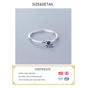 Skutočné Reálne 925 Sterling Silver Blue Crystal Kolo Krúžok Pre Módu Ženy Roztomilý Jemné Šperky Minimalistický Príslušenstvo 2020 Darček