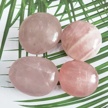 4pcs Prírodné Rose Crystal palm kameň Ružový Kremeň Starať Kameň Úzkosť, Stres Zmierniť Tvare Kameňa Reiki Liečenie