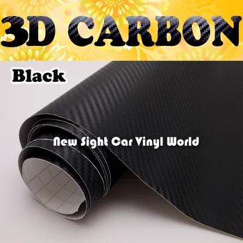 Čierna 3D Carbon Fiber Auto Vinyl Film Black Carbon Fiber Auto Zábal Nálepky vzduchová Bublina Zadarmo Veľkosť:1.52*30 m/Roll