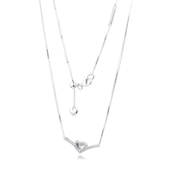 Nové Valentína Šumivé Lichobežníkové Srdce Collier Náhrdelník 925 Sterling Silver Šperky reťazca Prívesok Náhrdelníky Pre Ženy Muži