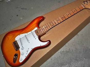 Top kvalita FPST-1075 CS farba pevné telo biely pickguard tigrie pruhy krku elektrická gitara, doprava Zdarma