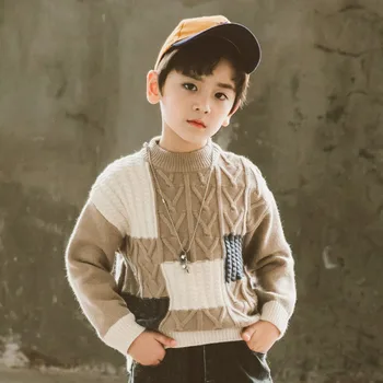 3D Vzor Chlapci Svetre Teenager Sveter Knitwear Oblečenie Zimné Dospievajúci Chlapec, Dlhý Rukáv Pletený Sveter Batoľa, Dieťa, Topy 4-12Y