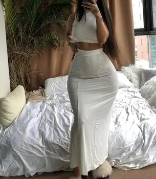 2020 Nové Zhodné Sady Night Club Oblečenie Sexy Šedá Dve Kus Ženy Obväz Tank Topy Slim Elegantné Šaty