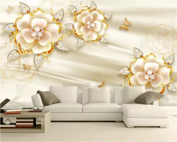 Beibehang Vlastná veľkosť trojrozmerných plávajúce tapety vyrezávané šperky kvet Európskej retro pozadí steny papiera, maľovanie