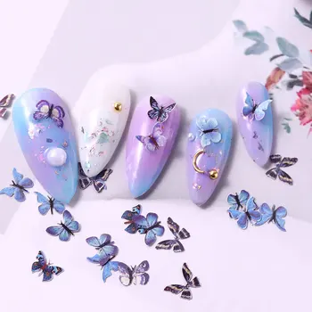 1 Box Ručne vyrábané z Prírodného Dreva a Celulózy 3D Butterfly Nail Art, Ozdoby MIni Nechtov Šperky Manikúra DIY Dodáva Čaro Nechty Dekor