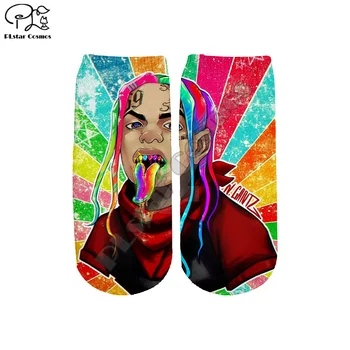 Drop shipping Rapper Tekashi69 6ix9ine Hiphop NewFashion Muži Ženy Loď Bavlna Krátke ponožky Zábavné Harajuku 3DPrint Členkové Ponožky A1