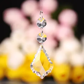 2 ks 50mm Octagon Korálky Sklenené Ozdoby Crystal Prism Visí Prívesky+Sklenený Hranol Drop Krištáľový Luster Visí Prívesok Javor